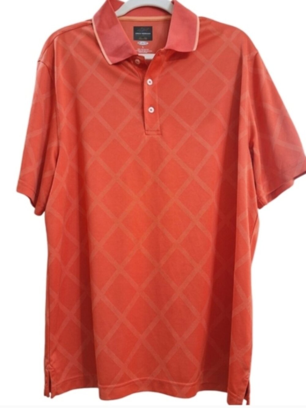 Greg Norman For Tasso Elba Men’s Orange Short Sleeve Polo Golf  Shirt Size Large